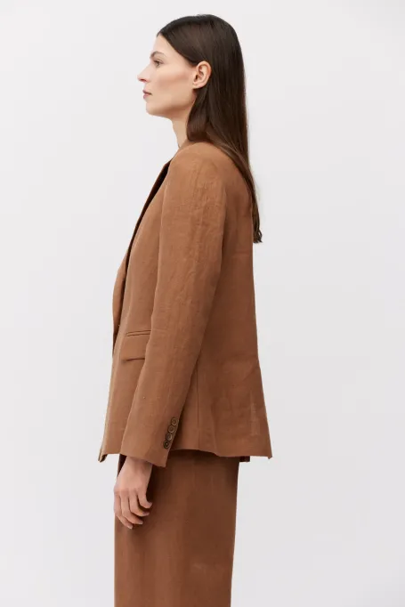 Lněný hnědý sako do obleku