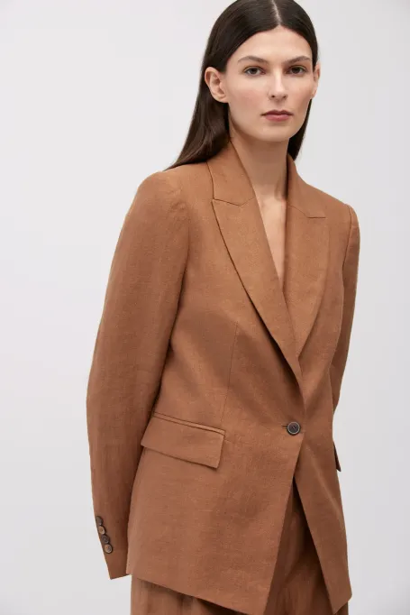 Lněný hnědý sako do obleku