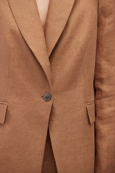 Lněný hnědý sako do obleku