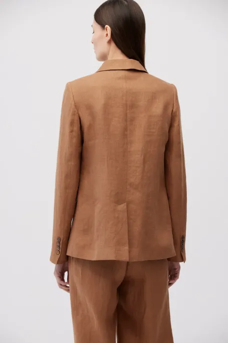 Lněný hnědý sako do obleku