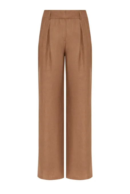 Hnědé lněné kalhoty ke kostýmu