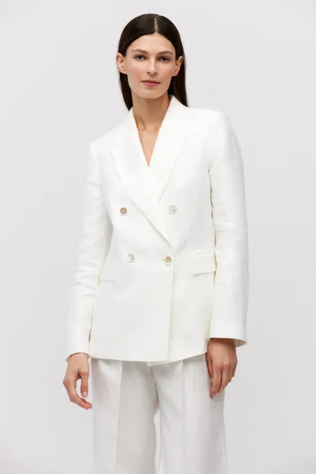 Bílý lněný sako k obleku