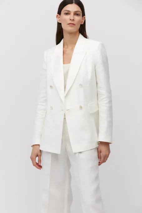 Bílý lněný sako k obleku