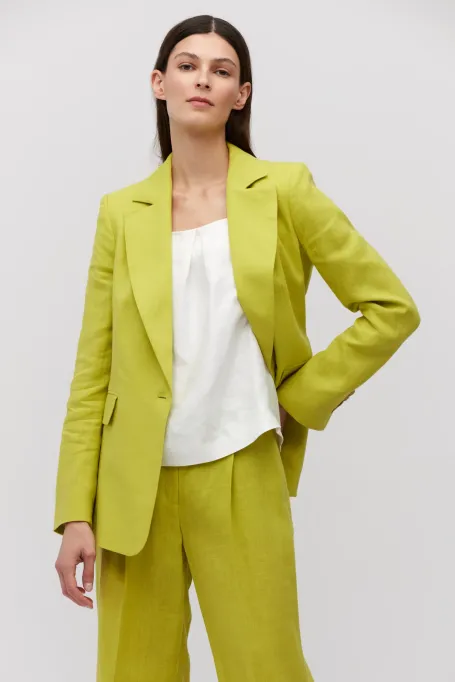 Limetkový lněný blejzr k obleku