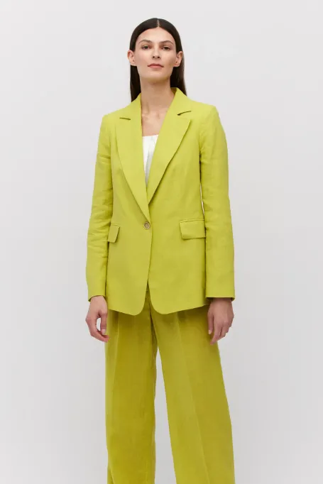 Limetkový lněný blejzr k obleku