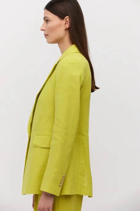 Limetkový lněný blejzr k obleku