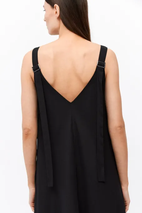 Černé maxi šaty ve tvaru trapezu z hedvábí