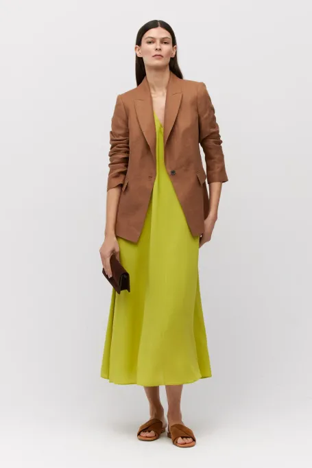 Limonková hedvábná šaty