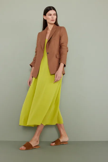 Limonková hedvábná šaty