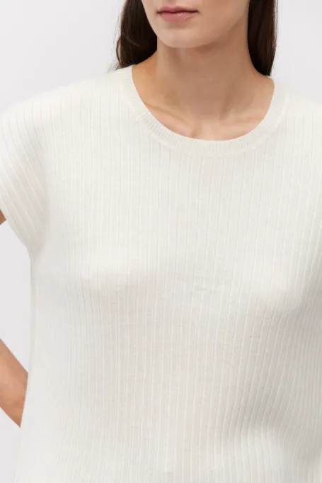 Bílá vlněná halenka s kašmírem