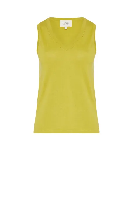 Limónkový top z bavlnou a hedvábím