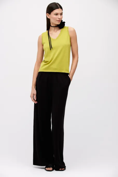 Limónkový top z bavlnou a hedvábím