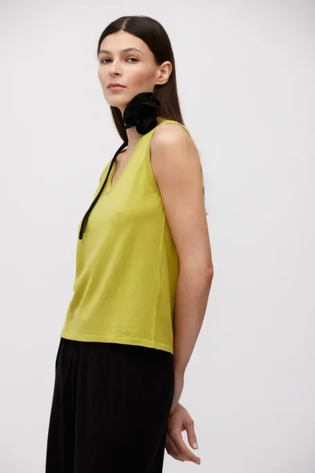 Limónkový top z bavlnou a hedvábím