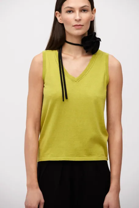 Limónkový top z bavlnou a hedvábím