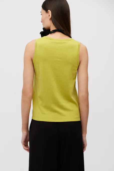 Limónkový top z bavlnou a hedvábím