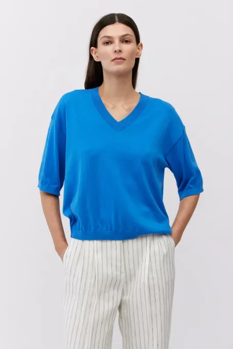 Modrá blůza z hedvábí