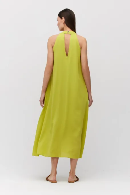 Limonková hedvábná šaty