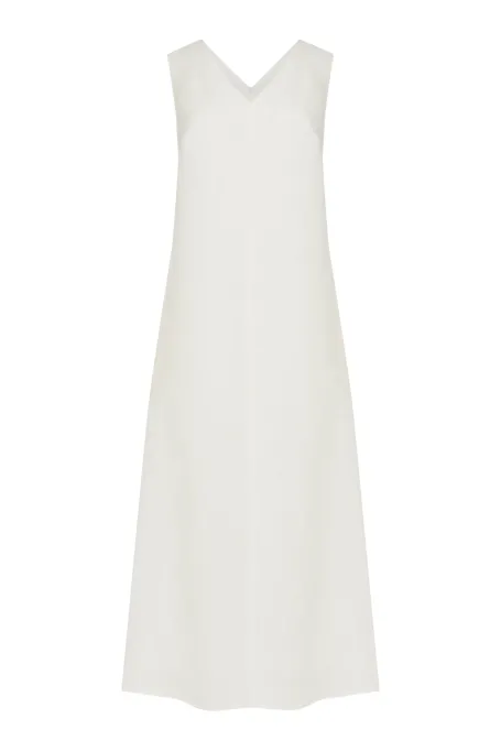 Bílá dlouhá lněná šaty