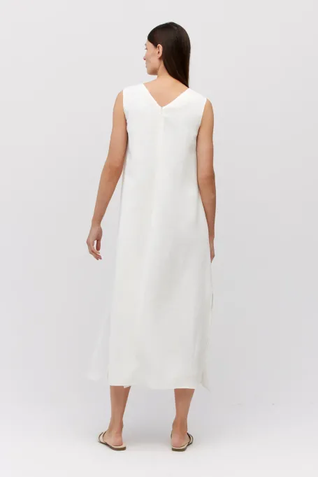 Bílá dlouhá lněná šaty