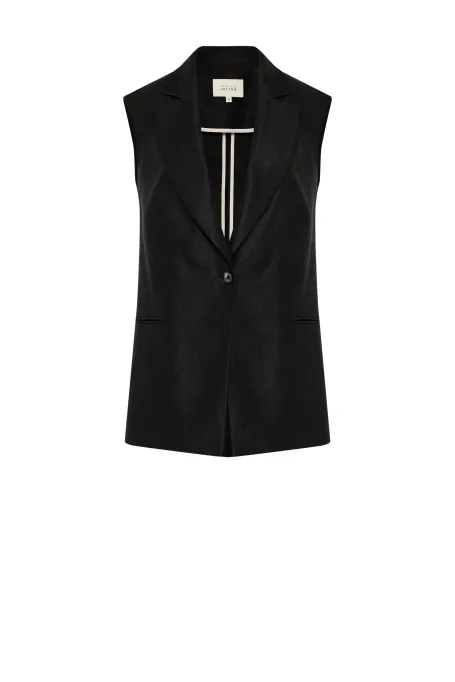 Černá lněná vestou s úzkým střihem