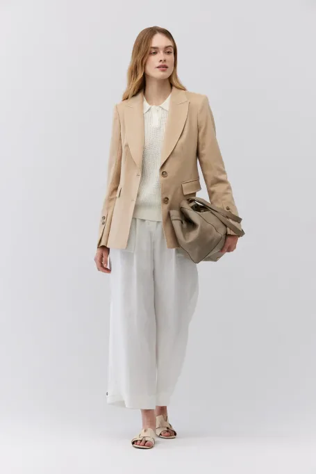 Bílé široké lněné kalhoty