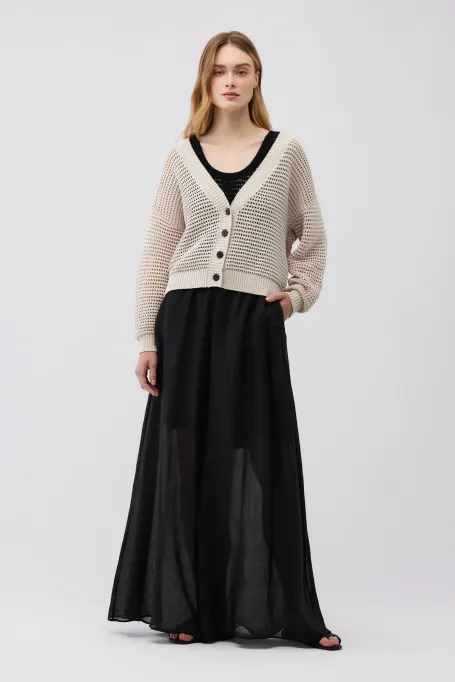 Bežový kardigan s lnem