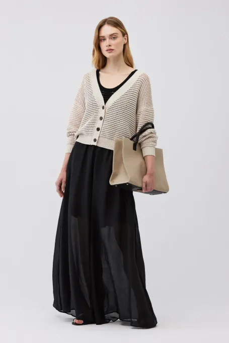 Bežový kardigan s lnem