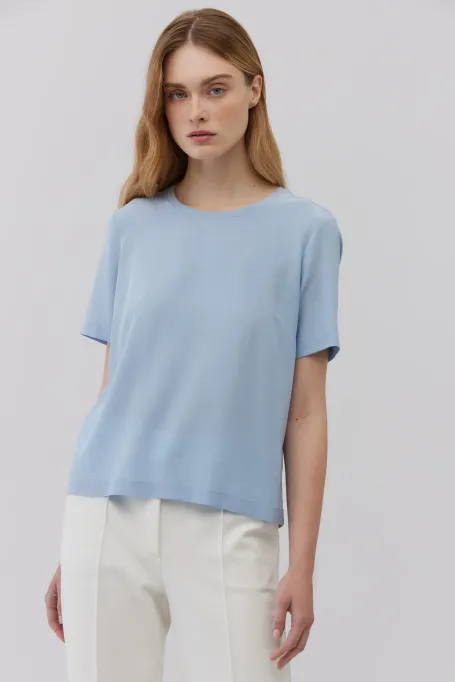 Bledě modrá blůzka s hedvábím Brigitte