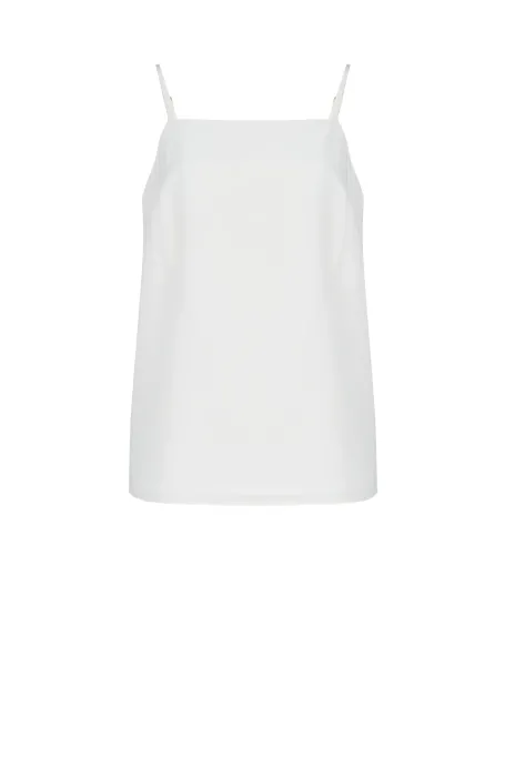 Béžový hedvábný top se čtvercovým výstřihem