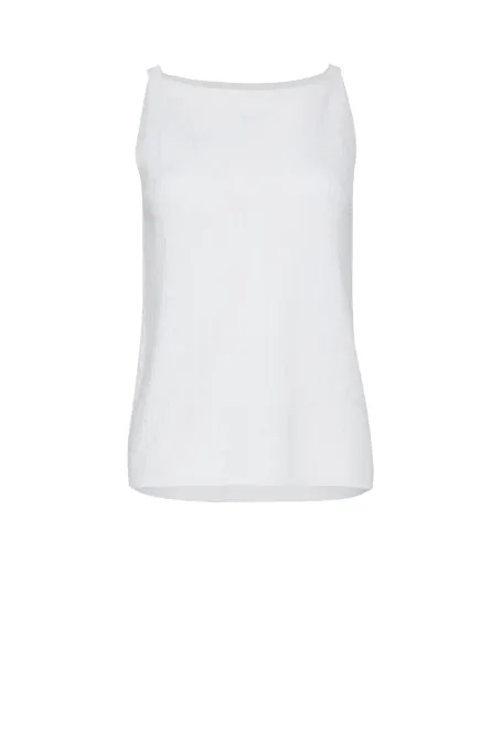 Bílý top s halter výstřihem z merino vlny