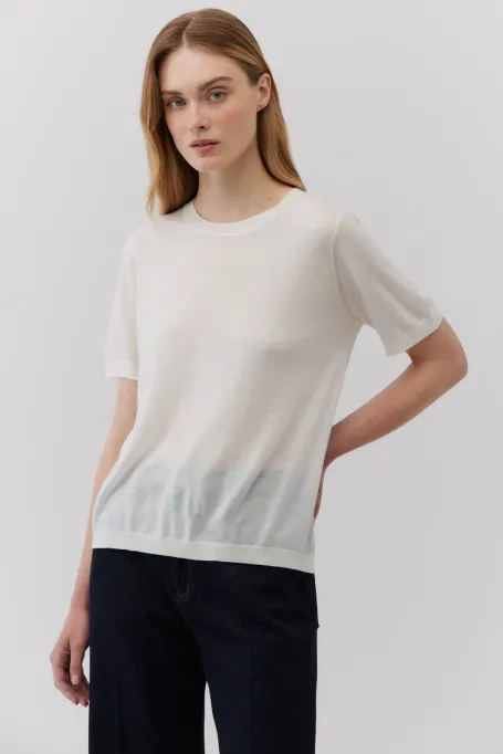 Bílý tričko z merino vlny