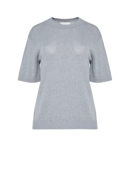 Šedé tričko s lnem a bavlnou