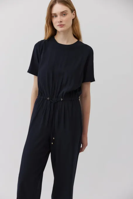 Námořnicky modrý overal z hedvábí