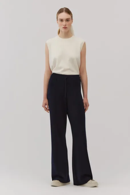 Kalhoty z merino vlny s širokým nohavicí