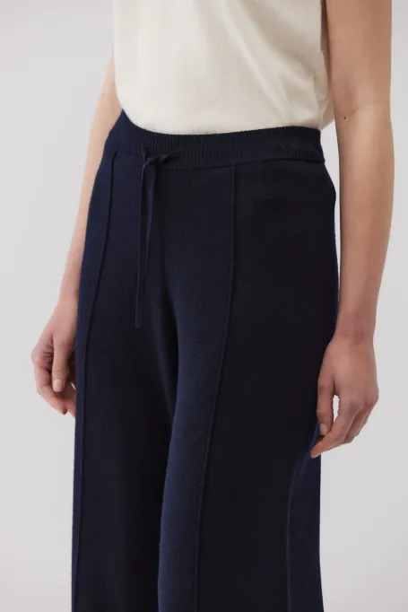 Kalhoty z merino vlny s širokým nohavicí