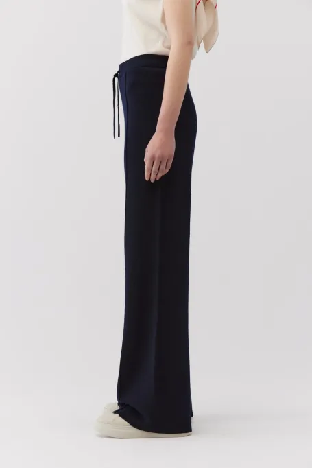 Kalhoty z merino vlny s širokým nohavicí