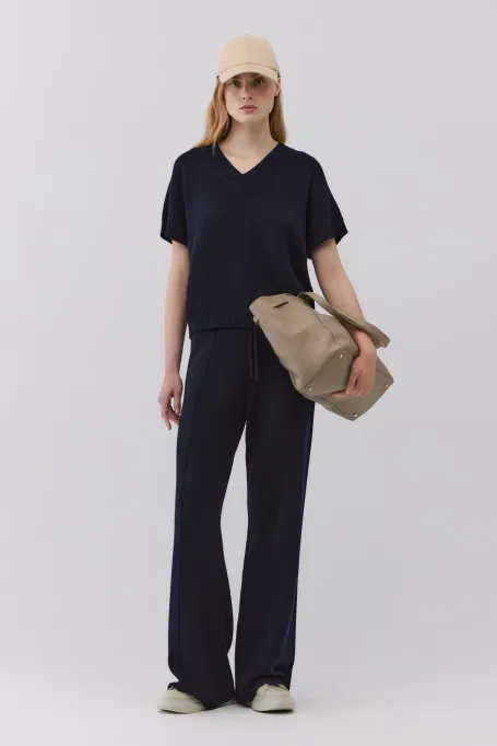 Blůza z merino vlny s V výstřihem