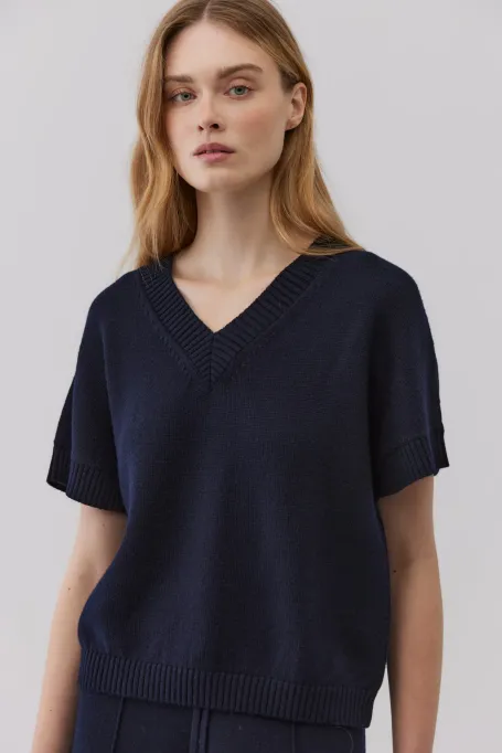 Blůza z merino vlny s V výstřihem