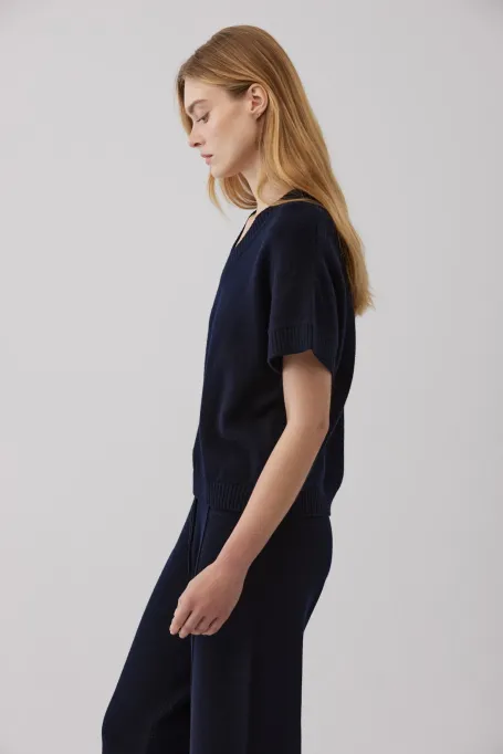 Blůza z merino vlny s V výstřihem