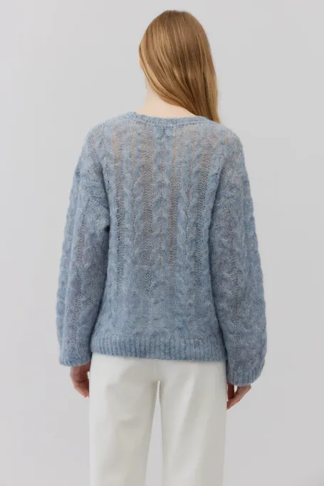 Jasnoniebieský svetr z alpakové vlny