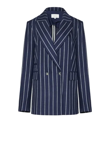 Granátový sako s pruhy a příměsí kašmíru