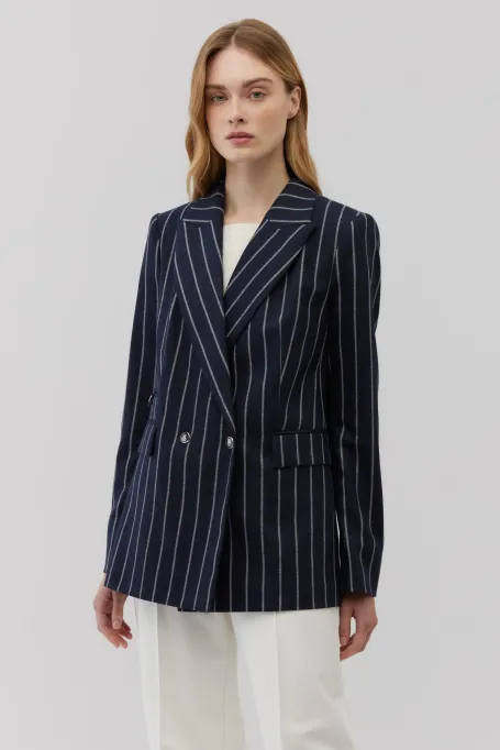 Granátový sako s pruhy a příměsí kašmíru