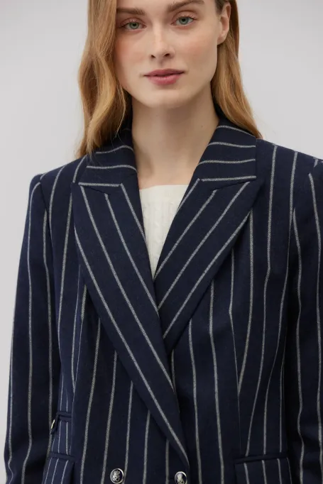Granátový sako s pruhy a příměsí kašmíru