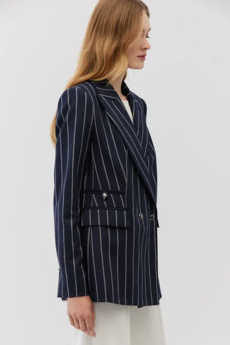 Granátový sako s pruhy a příměsí kašmíru