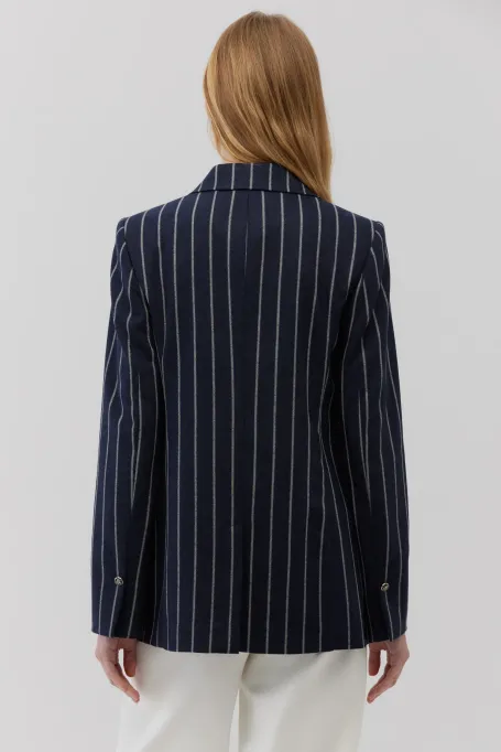 Granátový sako s pruhy a příměsí kašmíru