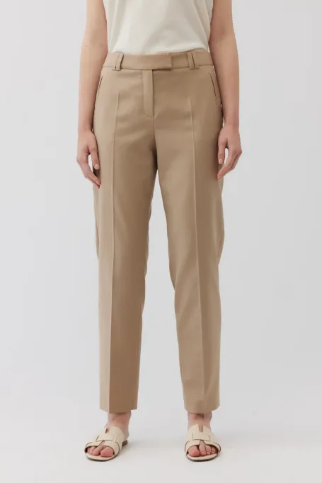 Bežové kalhoty s panenskou vlnou
