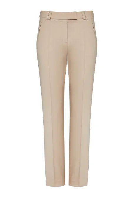 Bežové kalhoty s panenskou vlnou