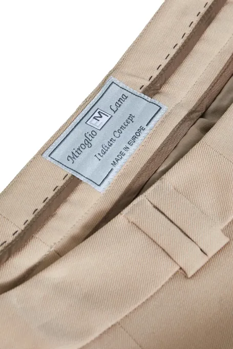 Bežové kalhoty s panenskou vlnou