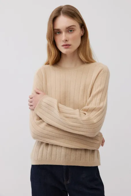 Bežová blůza s kašmírem v pruhu