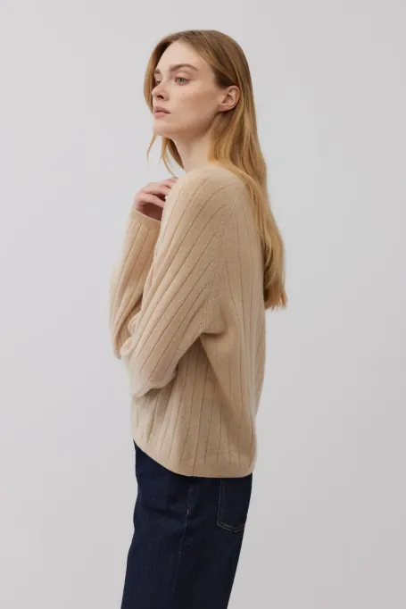 Bežová blůza s kašmírem v pruhu
